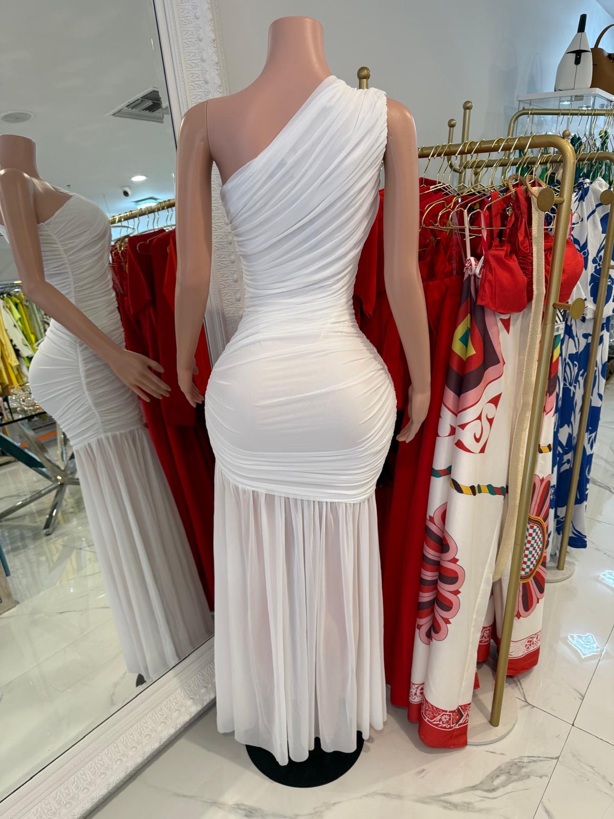 Eclipse Allure Ruched Maxi Dress White