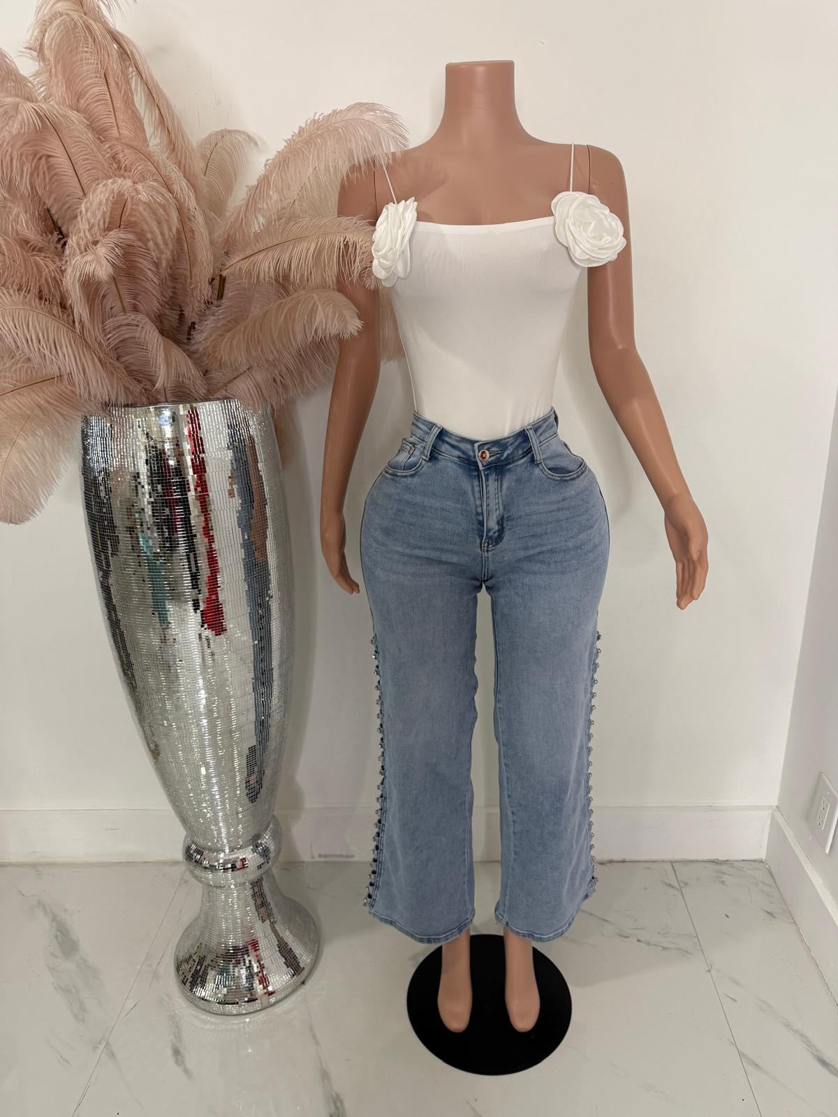 Petal Poise Floral Bodysuit White