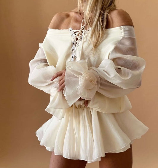 Susy Floral Mini Dress Nude