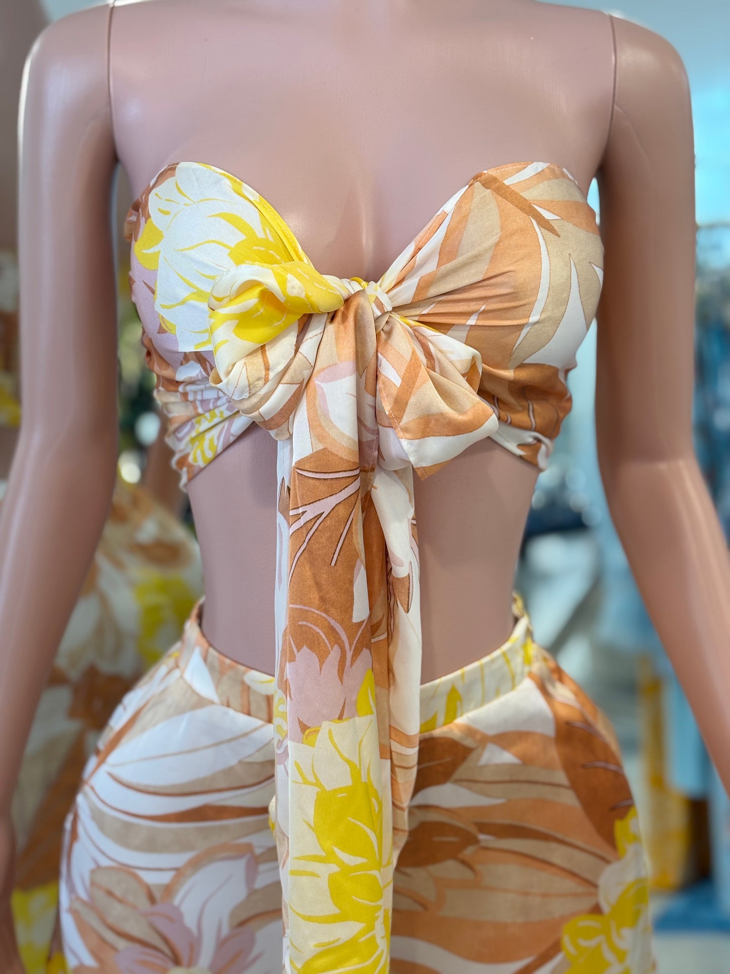 Tropical Floral Drift Pant Set Yellow