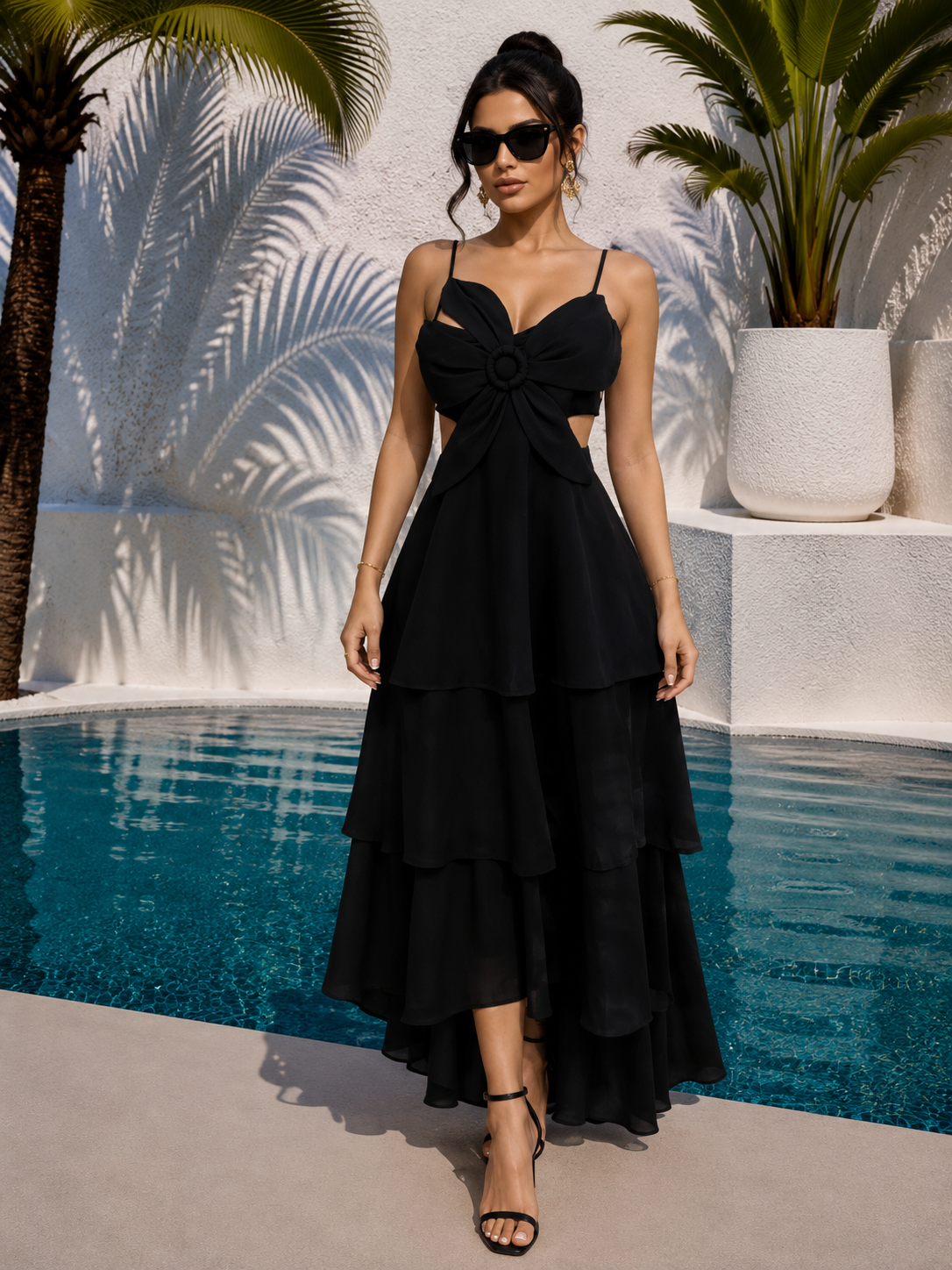 Dream On Linen Maxi Dress Black