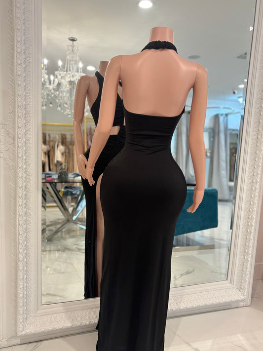 Sculpted Glow Maxi Dress Black