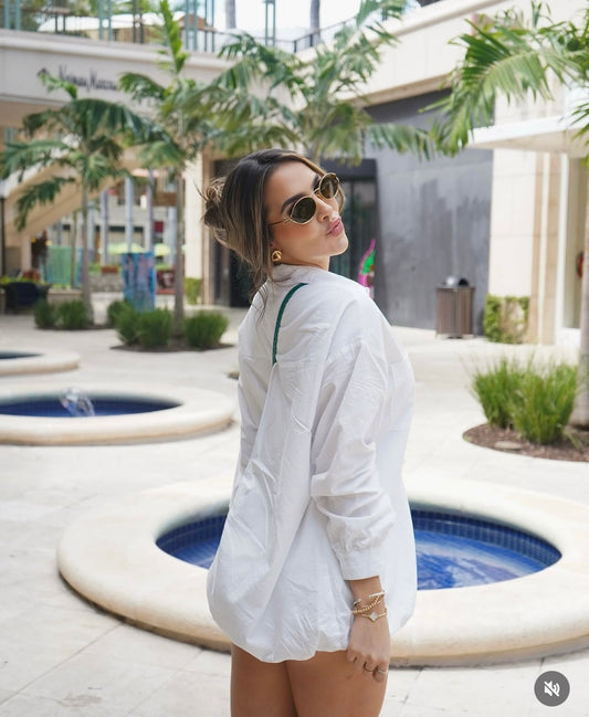 Urban Explorer Oversized Blouse Mini Dress White