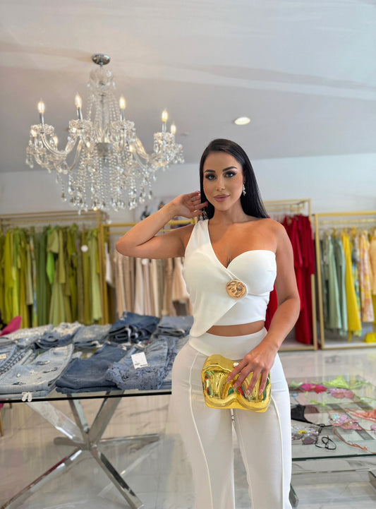 Sculpted Ease Pant Set White