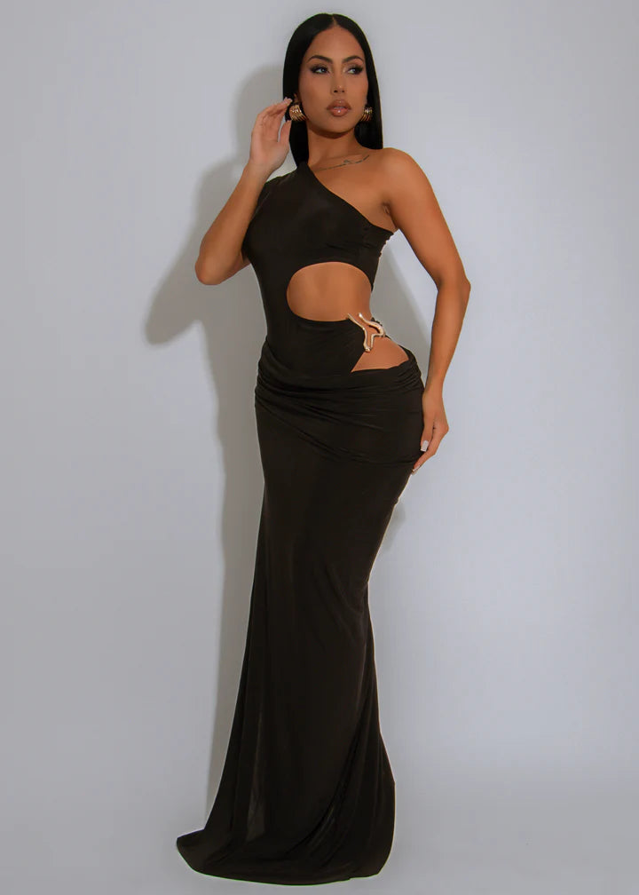 Ethereal Drape Maxi Dress Black