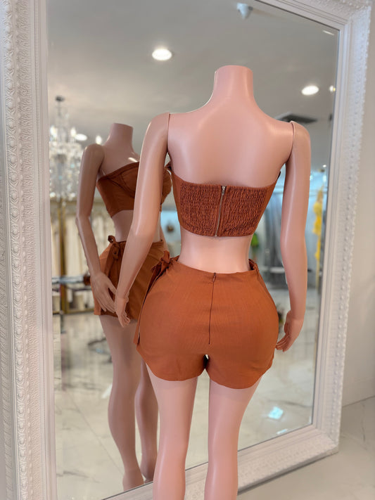 Go and Get It Short Set Brown