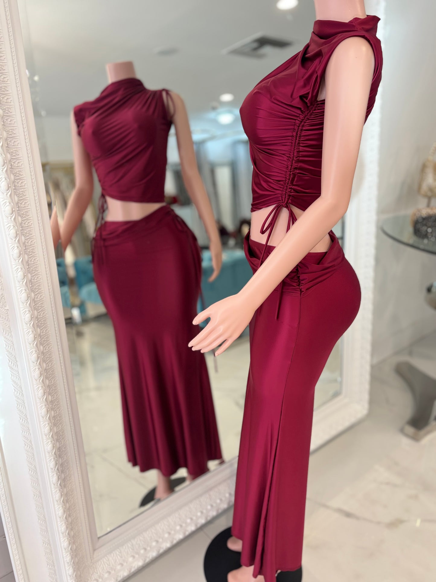 Come and Love Me Skirt Set Rojo Vino