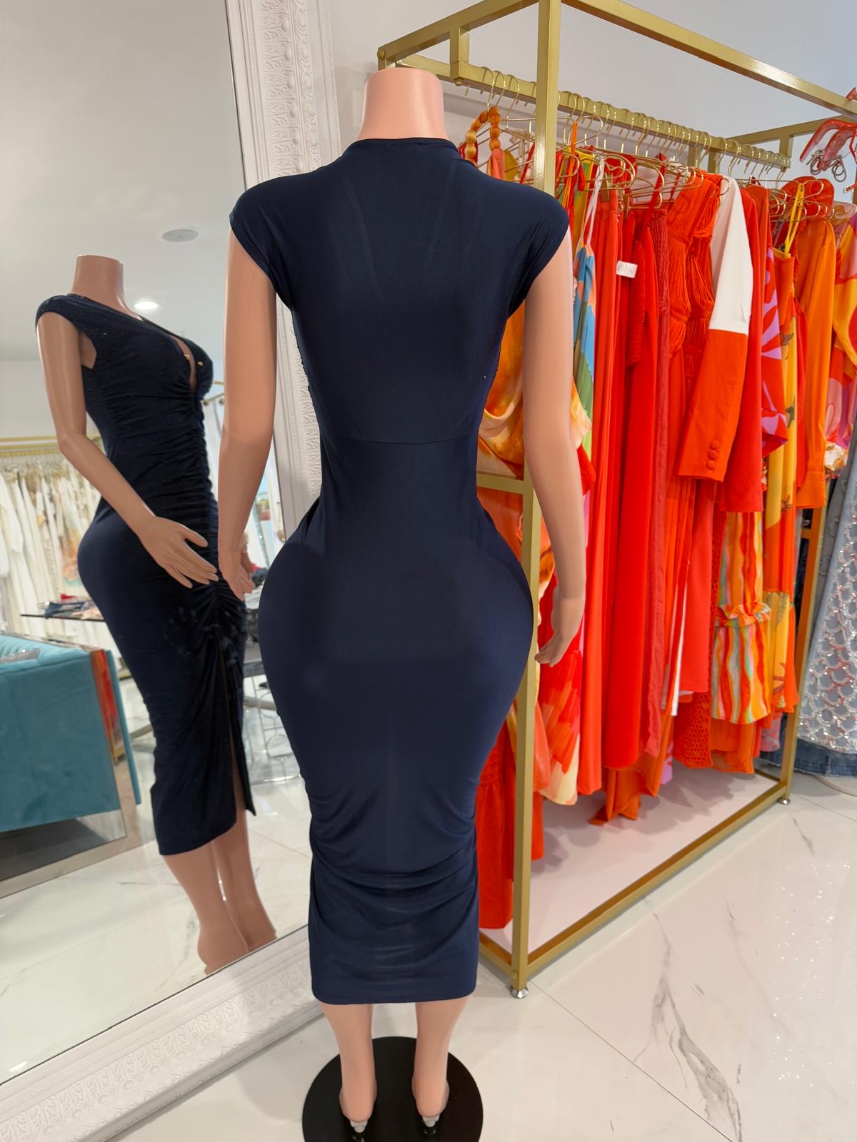 Aura Midi Dress Navy Blue