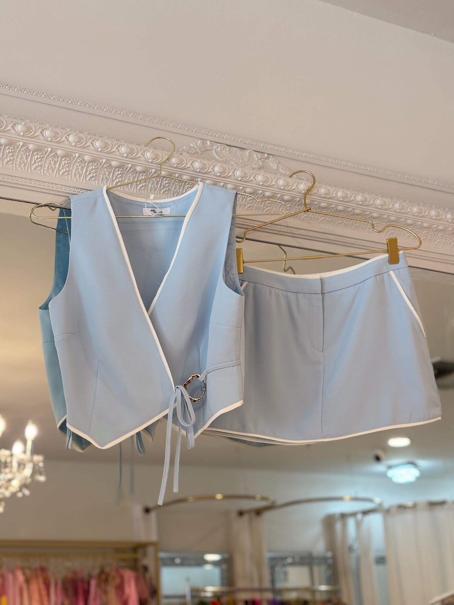 Skyline Trim Skirt Set Blue