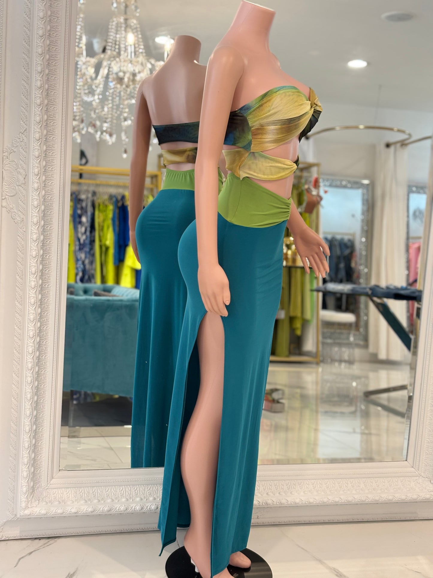 Tide Harmony Mesh Maxi Dress Blue