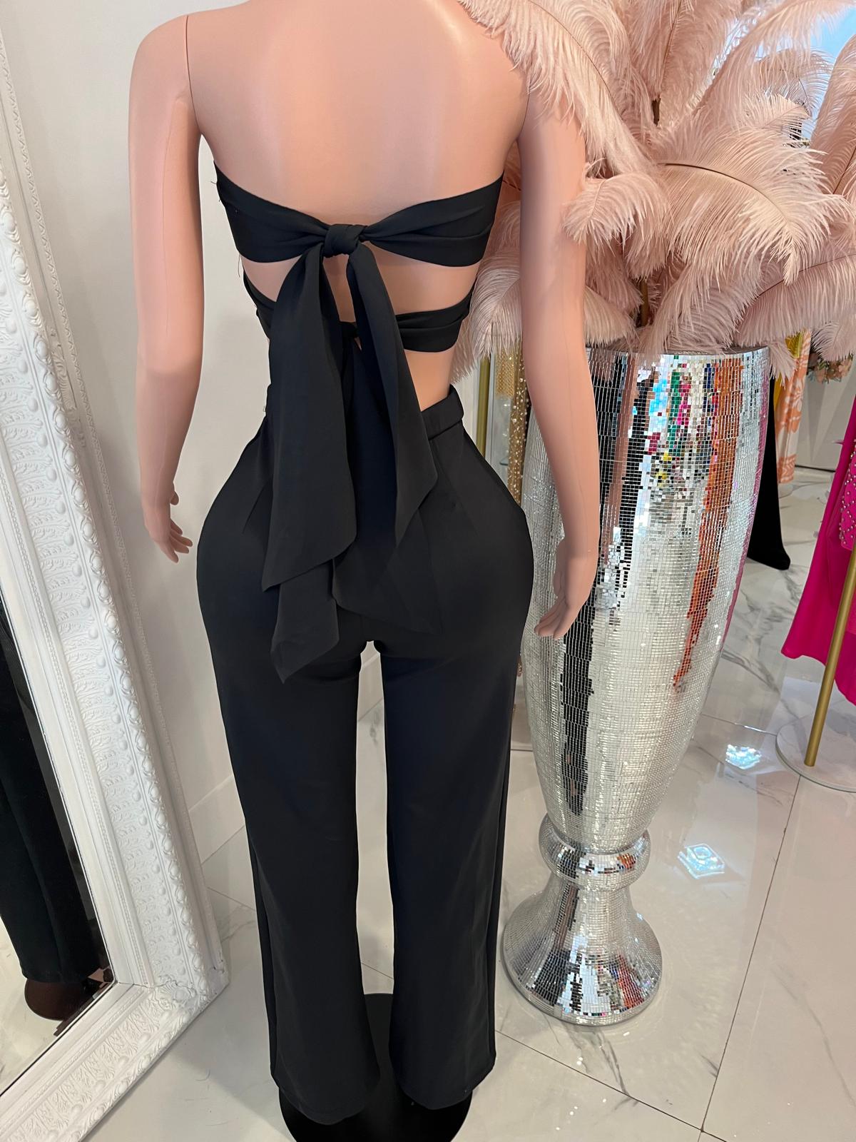 Dazzling Entrance Pants Set Black