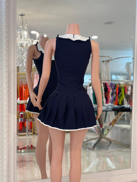 Sailaway Ruffle Mini Dress Blue