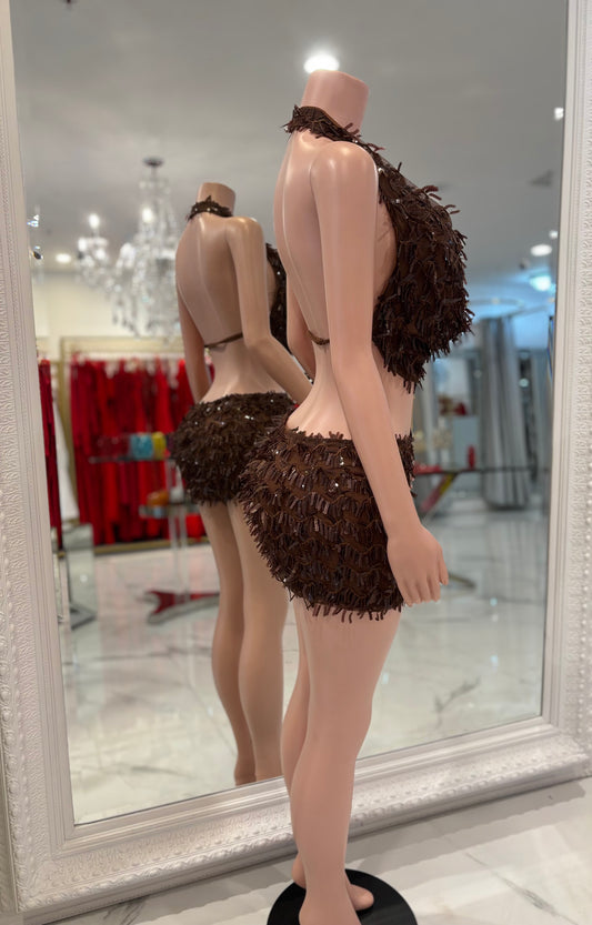 Honey Skirt Set Brown