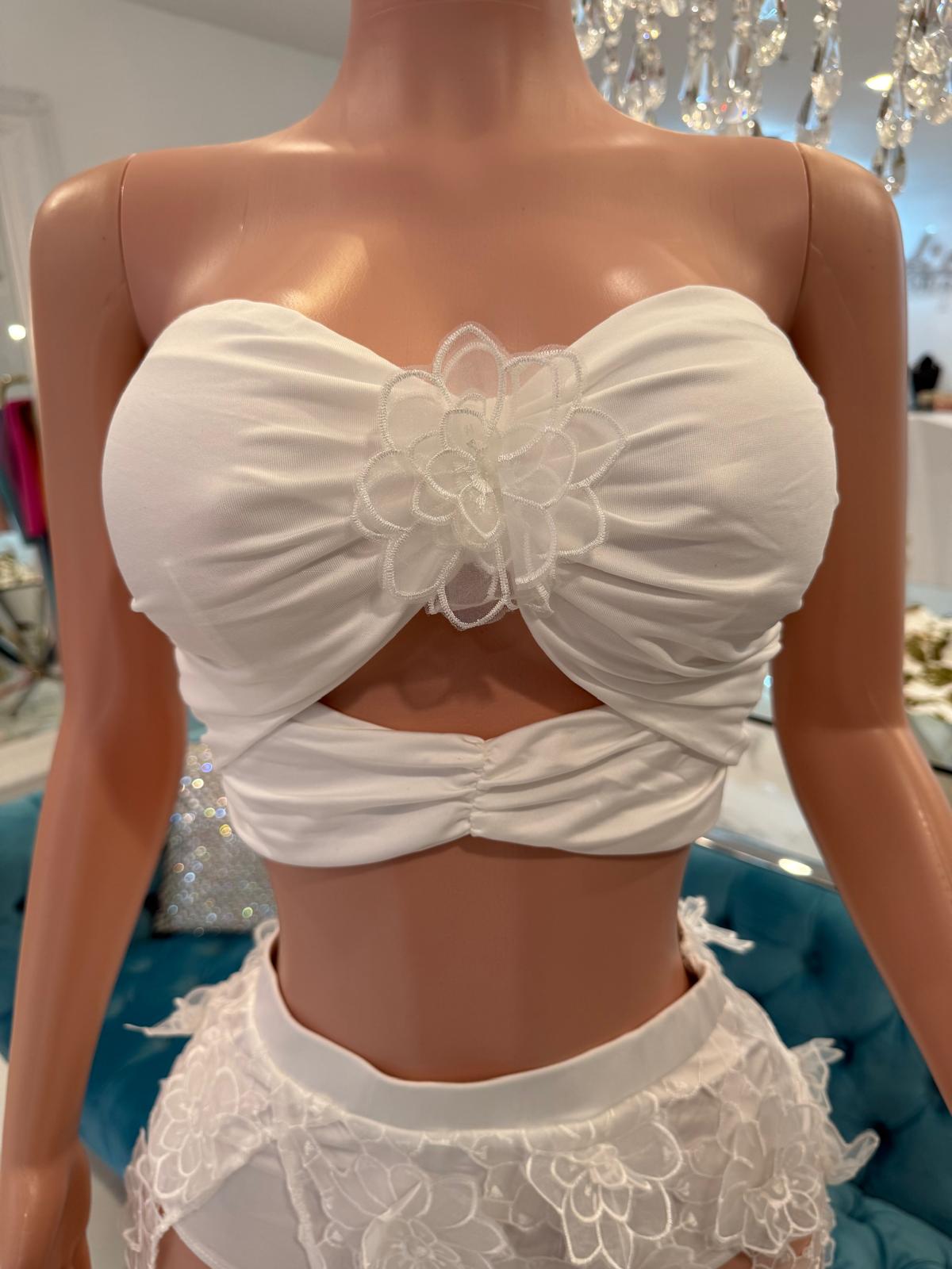 Floral Breeze Lace Skirt Set White