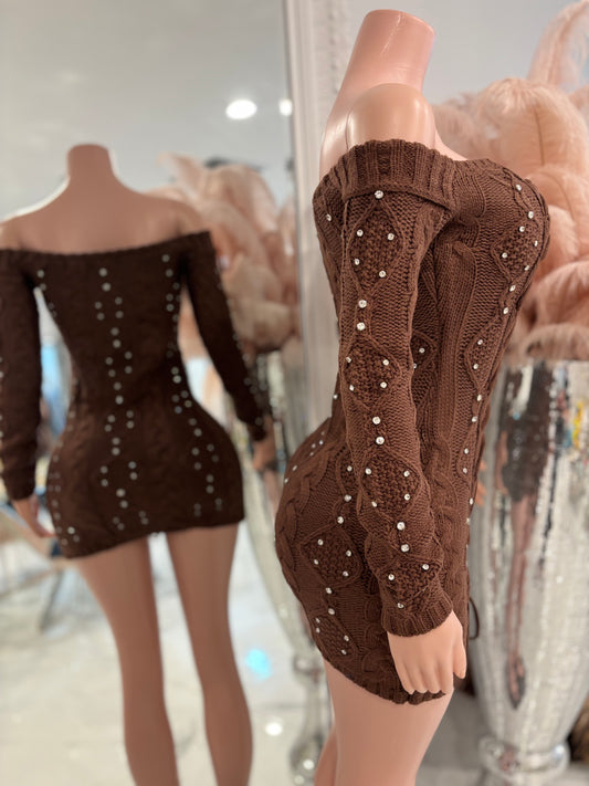 Wanna Get Close Mini Dress Brown