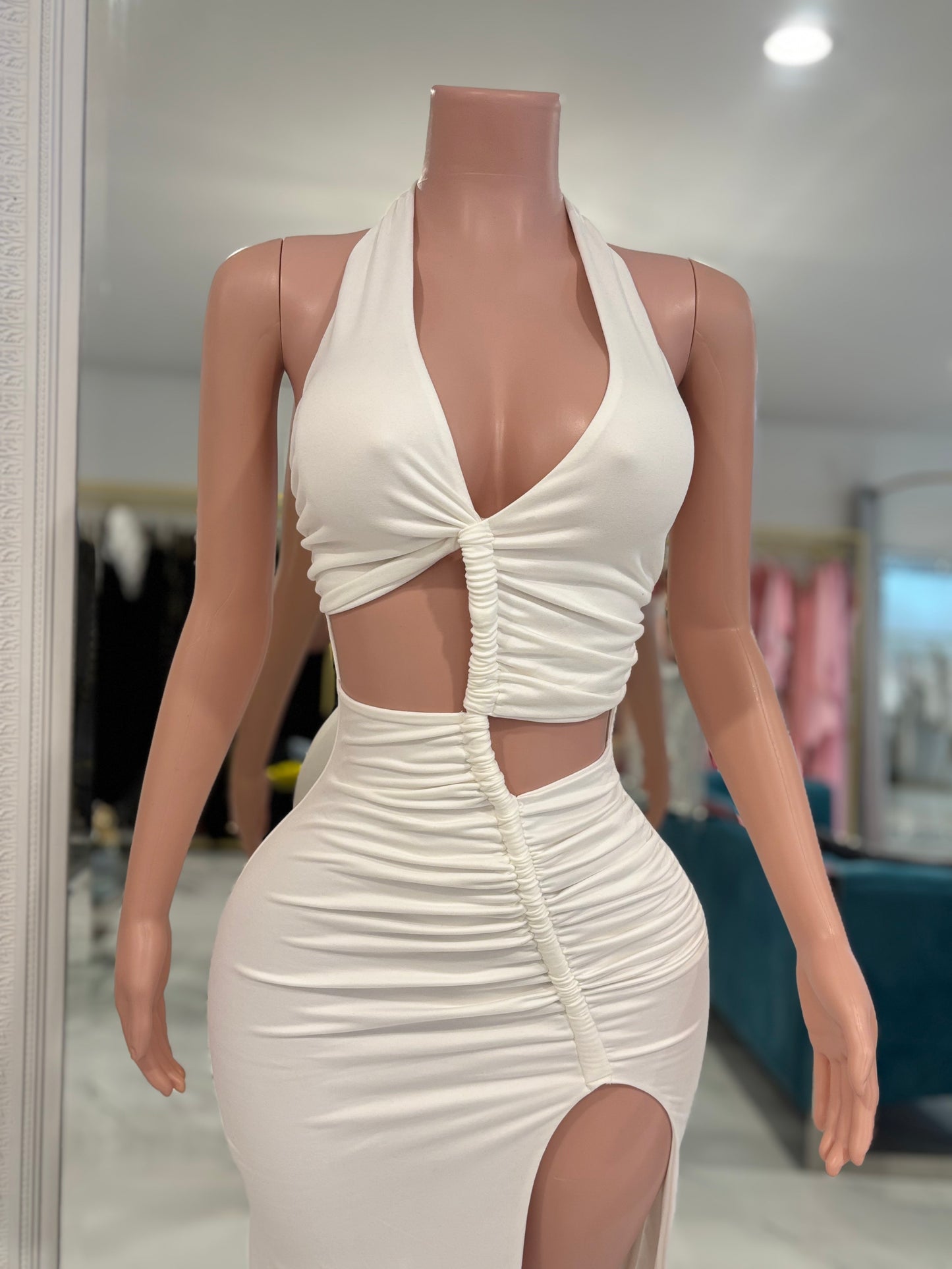 Sculpted Glow Maxi Dress White