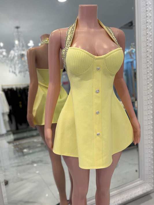 Sugar Sunrise & Velvet Midnight Duo Mini Dress yellow