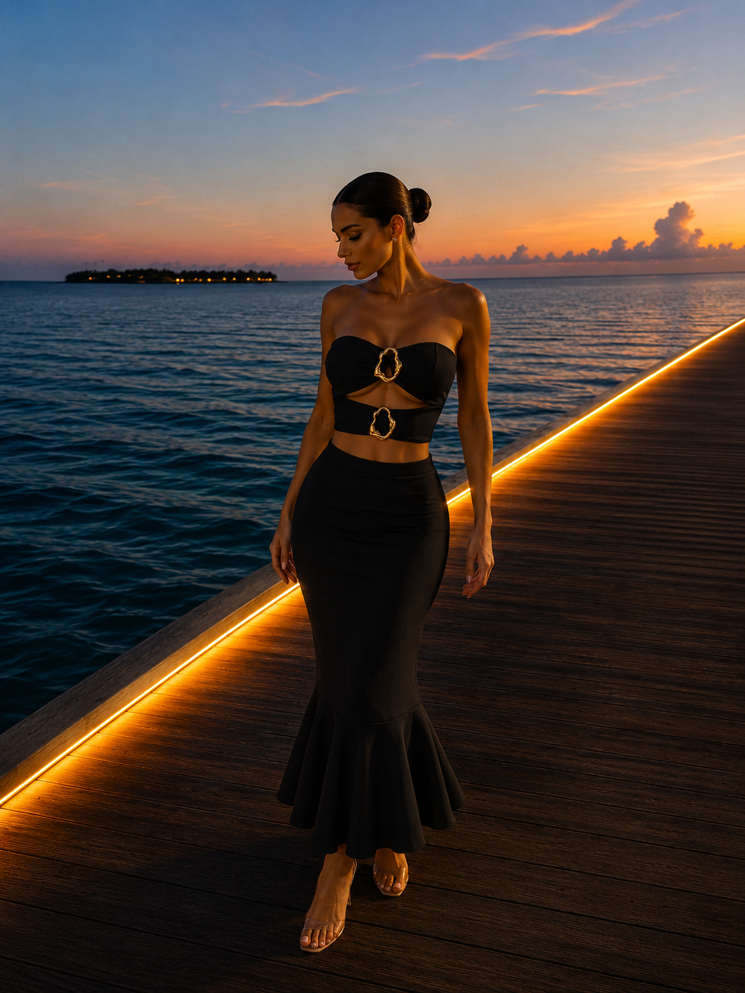 Be a Little Daring Skirt Set Black