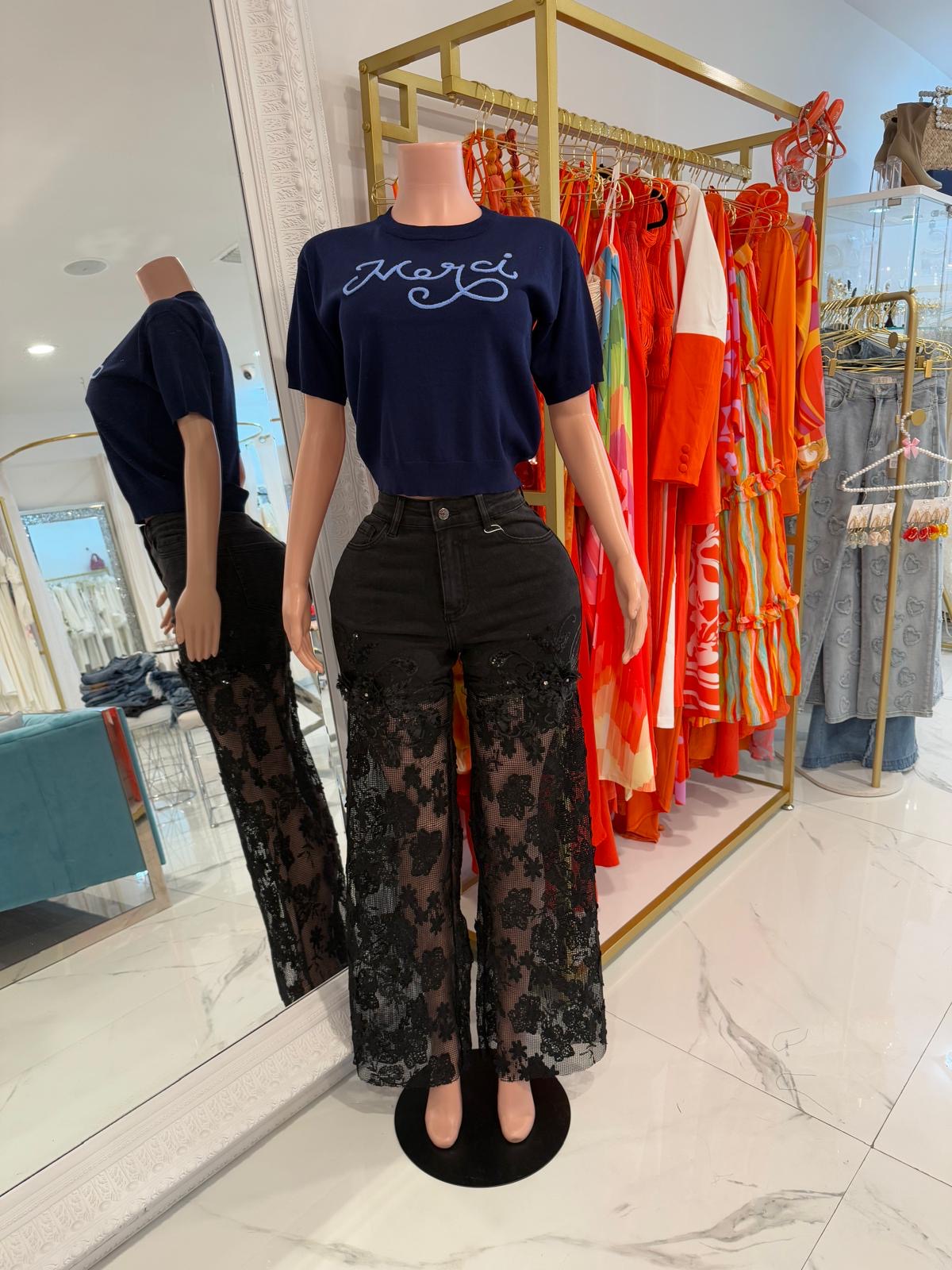 Shadow Luxe Lace Pant Black