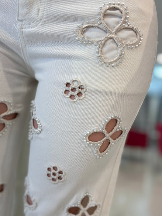 Floral Perlas Jeans