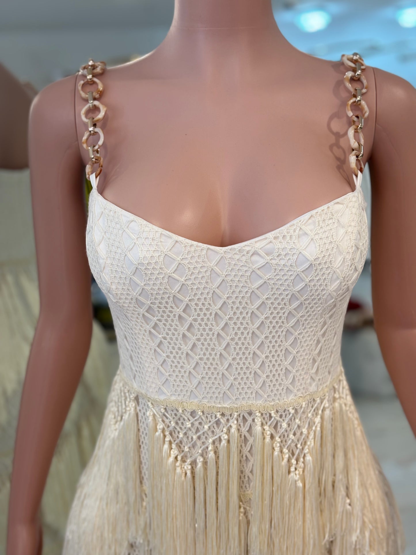 Boho Mirage Crochet Maxi Dress White