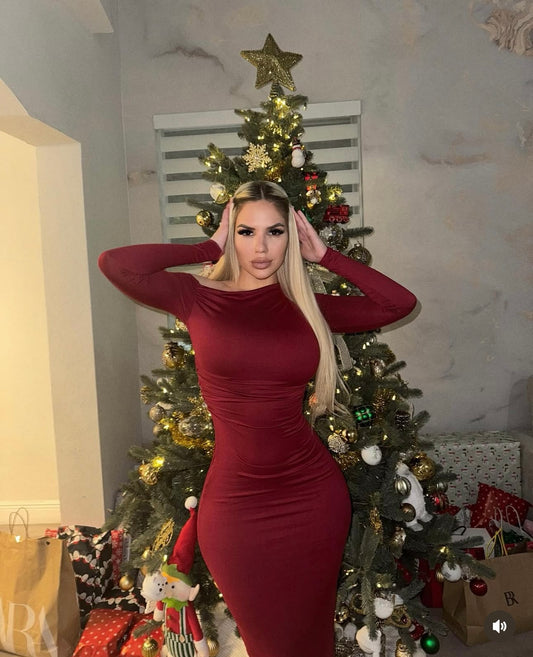 Amazing Curve Ruched Maxi Dress Red