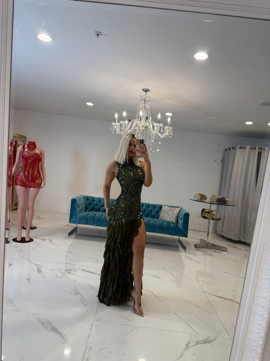 Queen of All Midi Dress Green