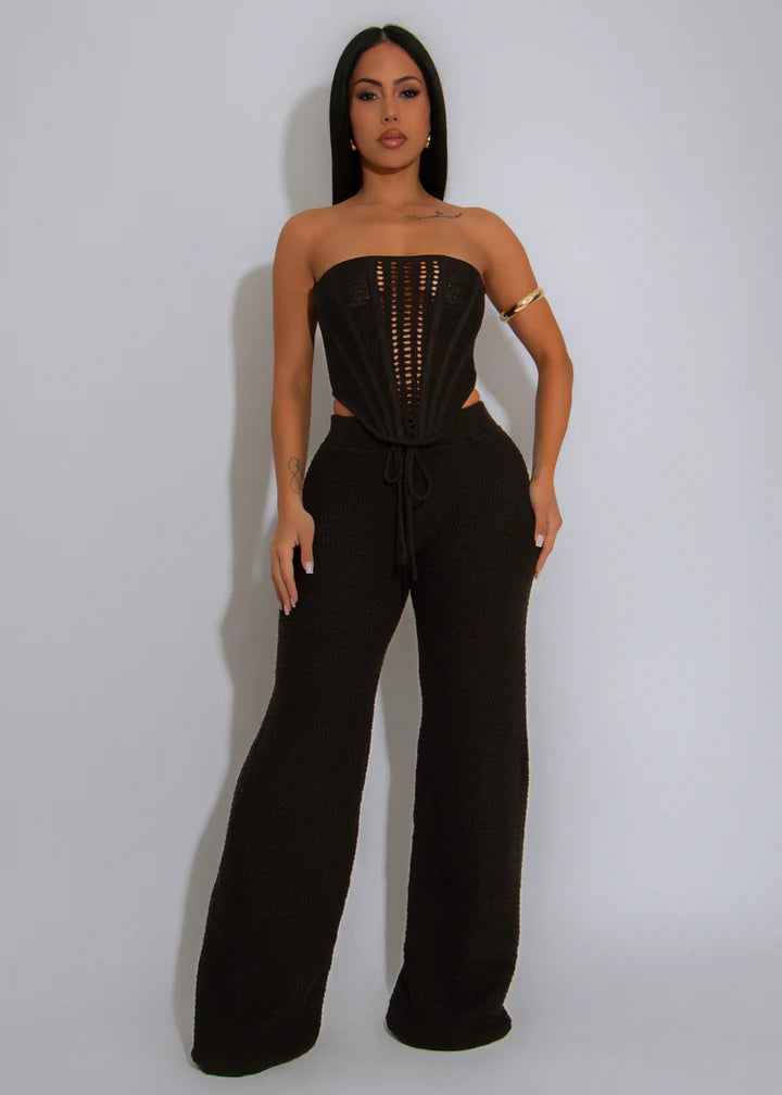 Shoreline Muse Knit Pant Set Black