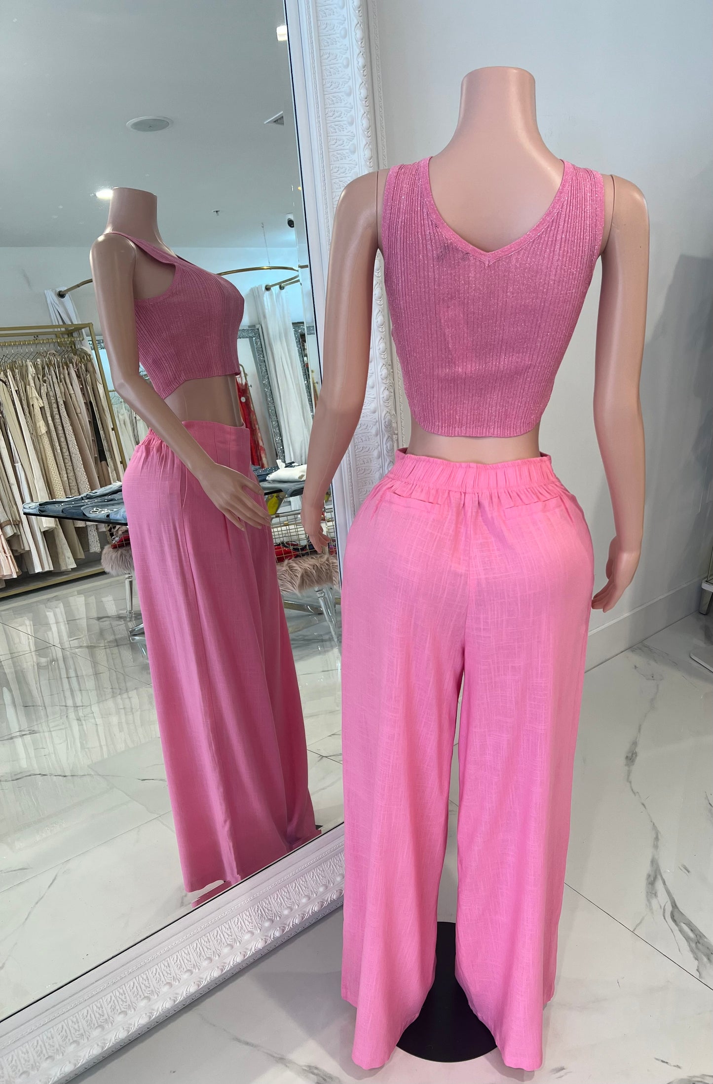 Serene Flow Ribbed Linen Pant Set