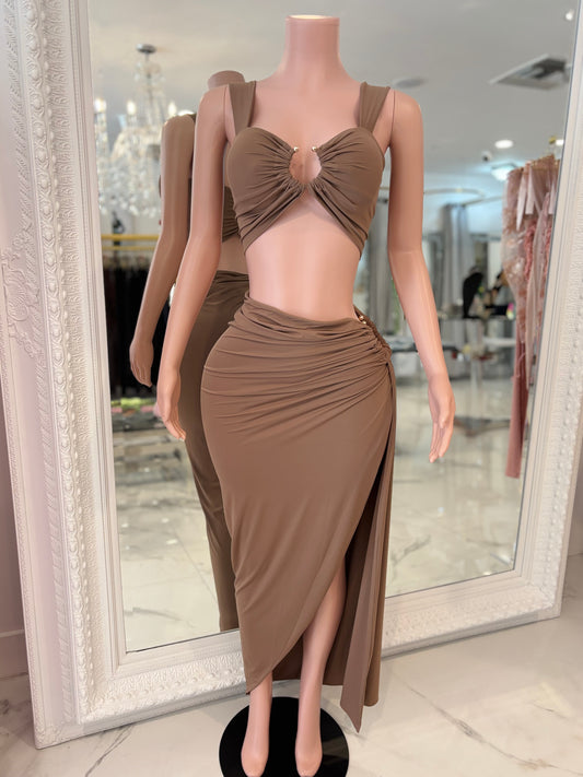 Carefree Aura Linen Skirt Set Nude