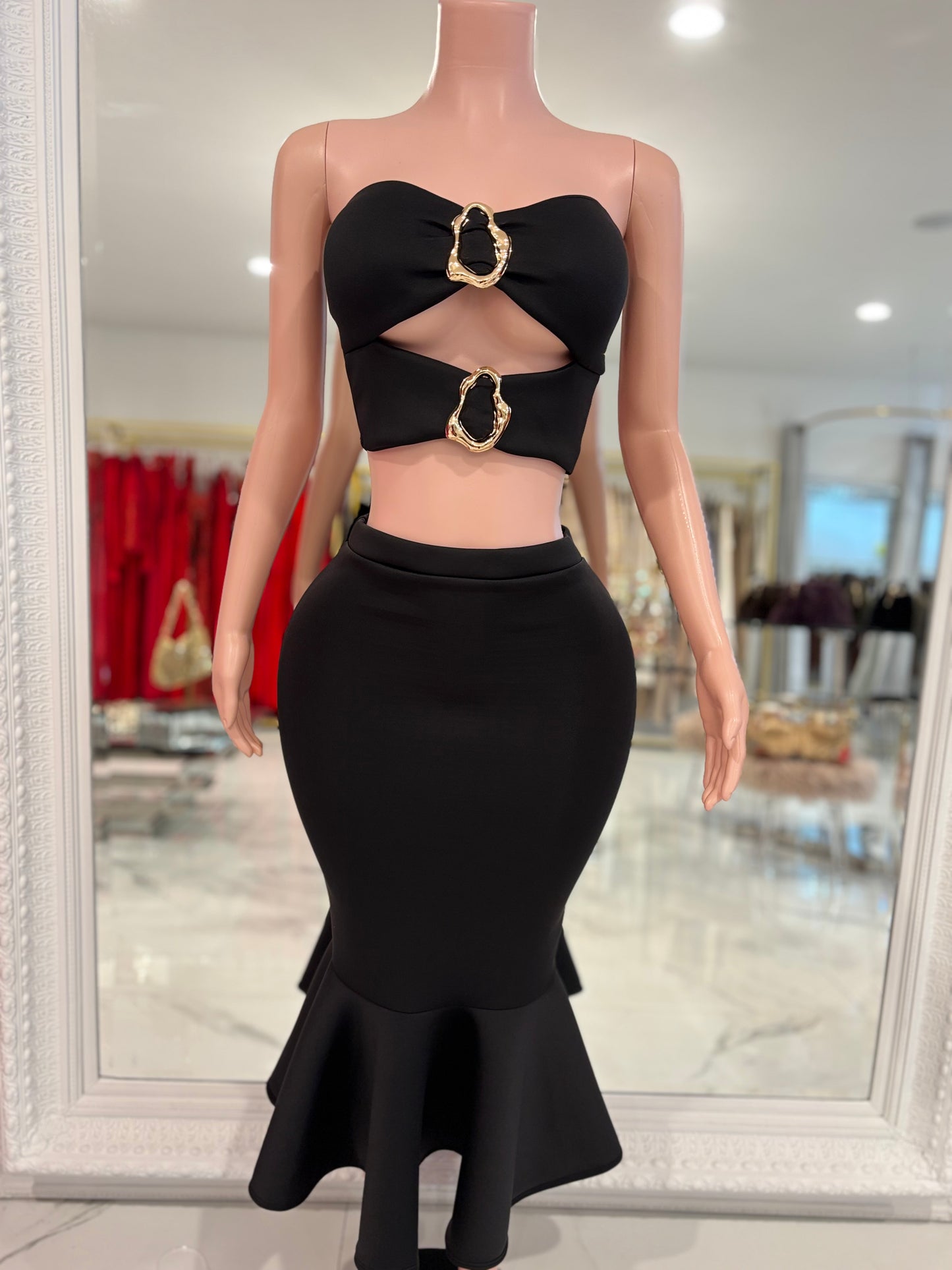 Be a Little Daring Skirt Set Black