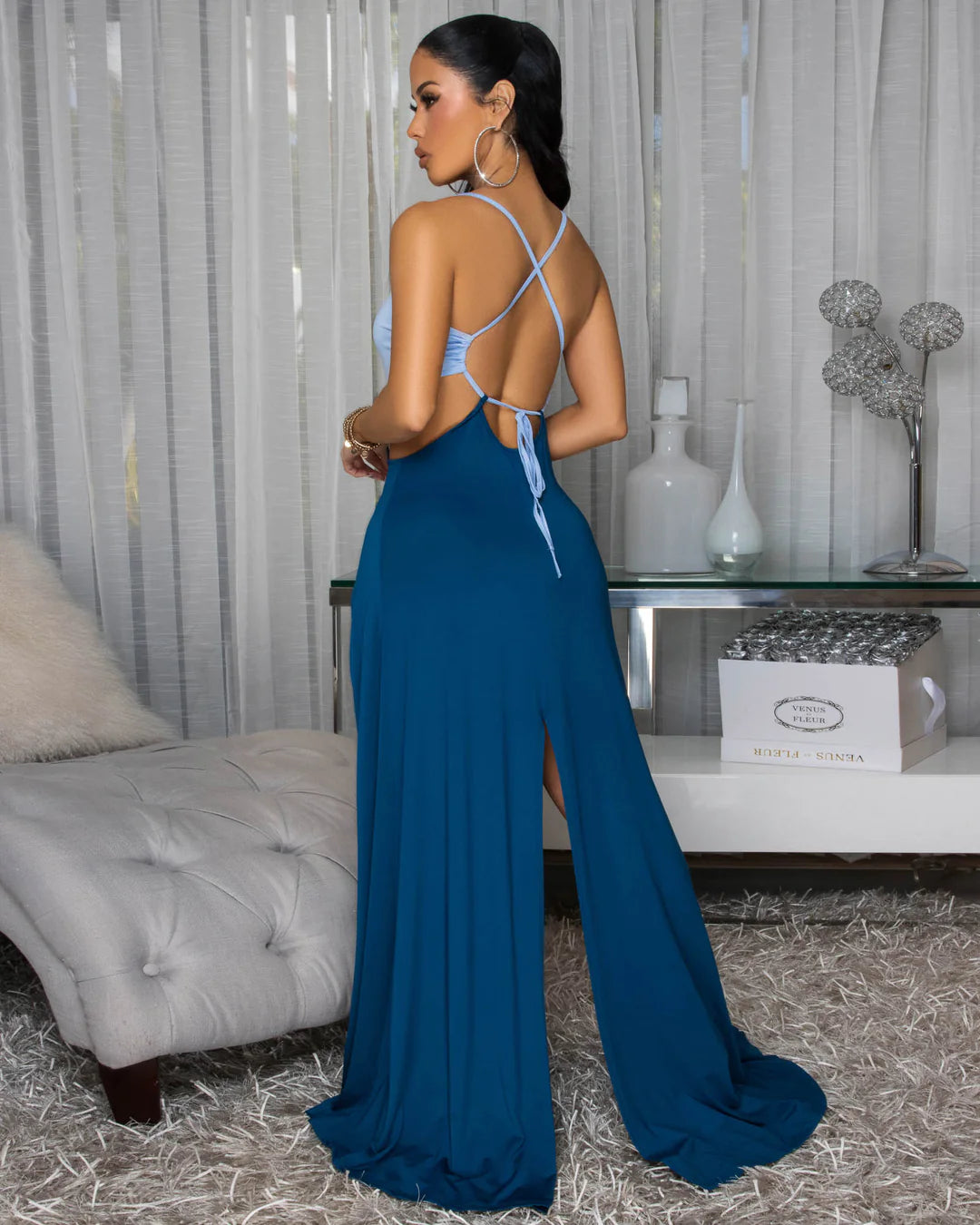 Sunset Tide Maxi Dress Blue