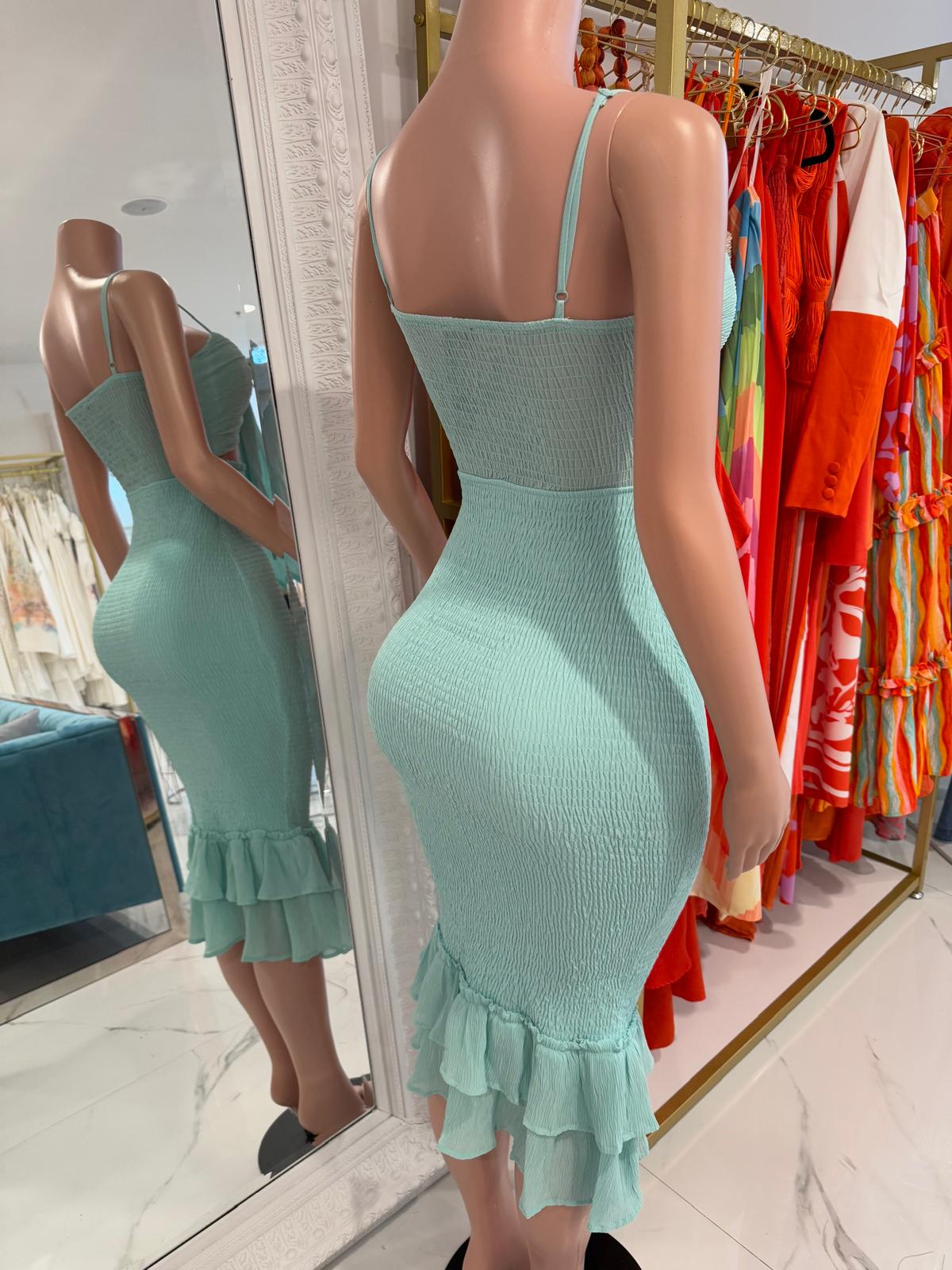 Sunset Whimsy Midi Dress Green