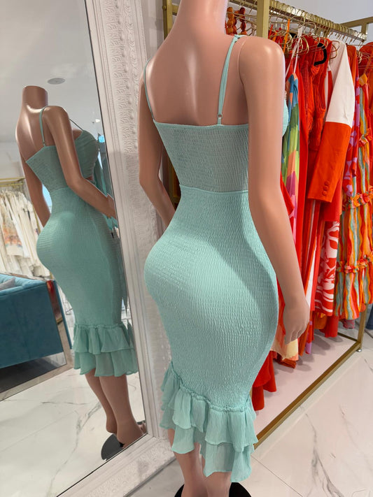 Sunset Whimsy Midi Dress Green