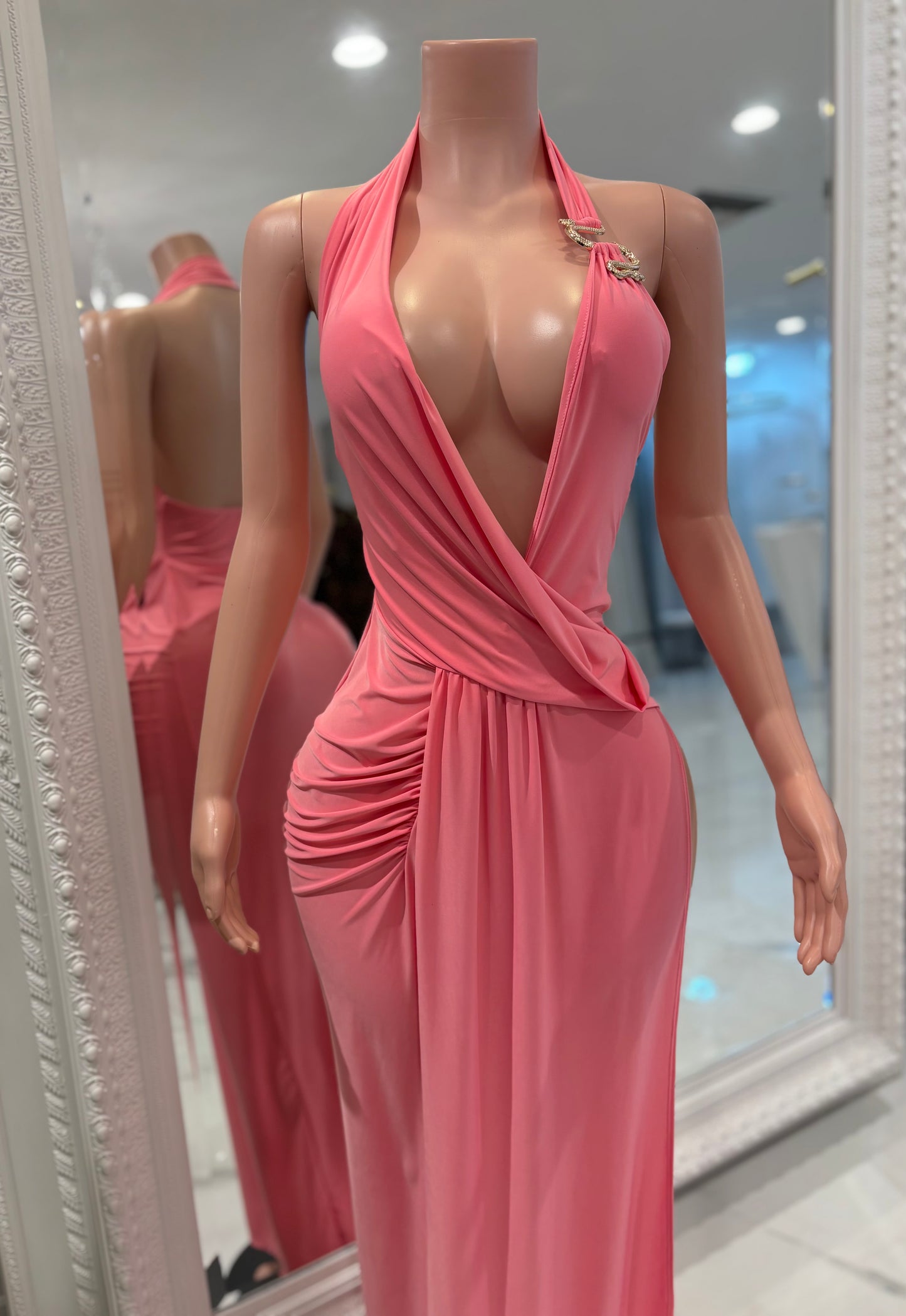 Denia Ruched Maxi Dress Pink