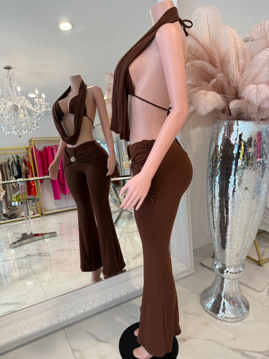 Let Me Get a Taste Pant Set Brown