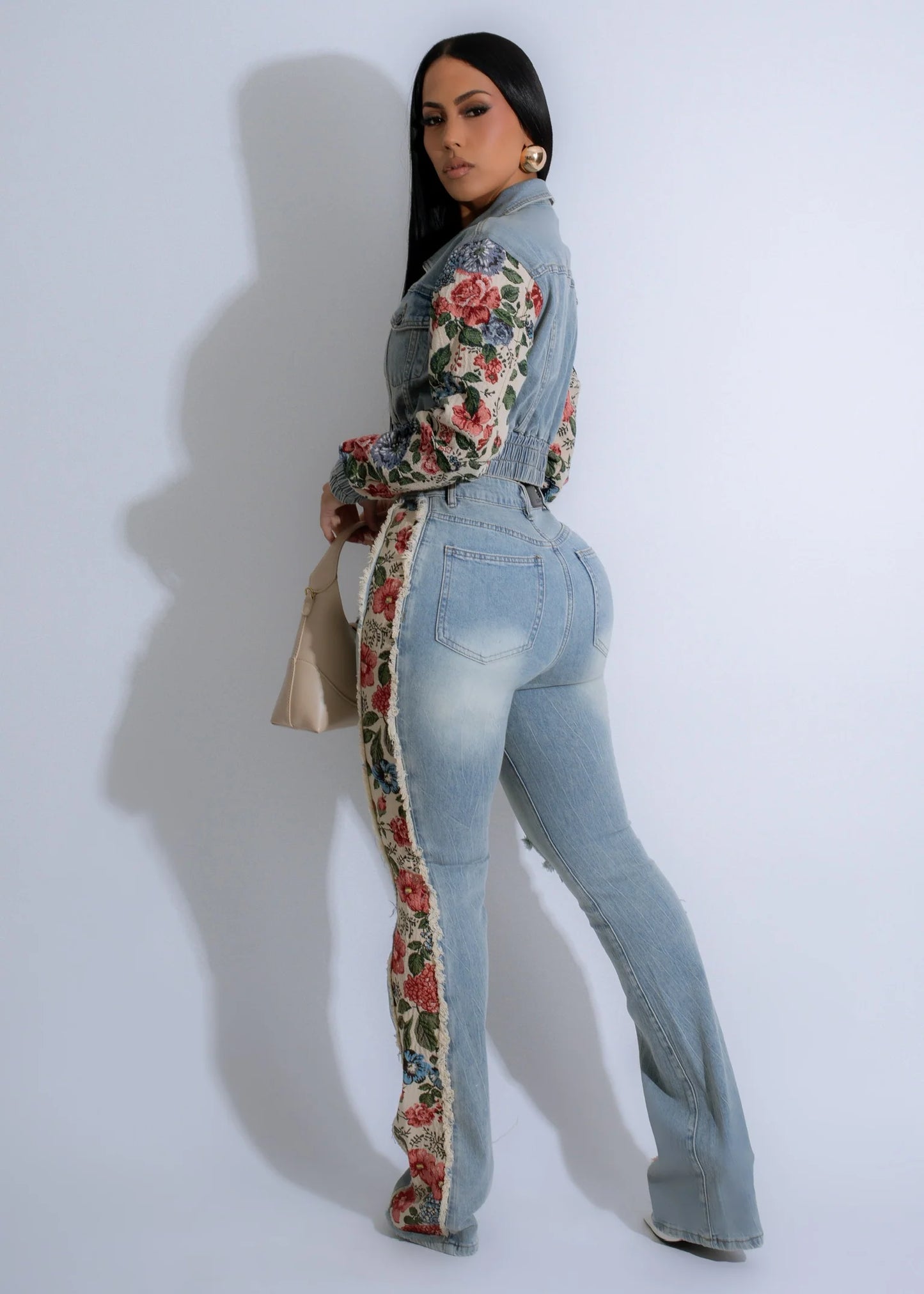 Work Of Art Distressed Denim Pant Set Denim