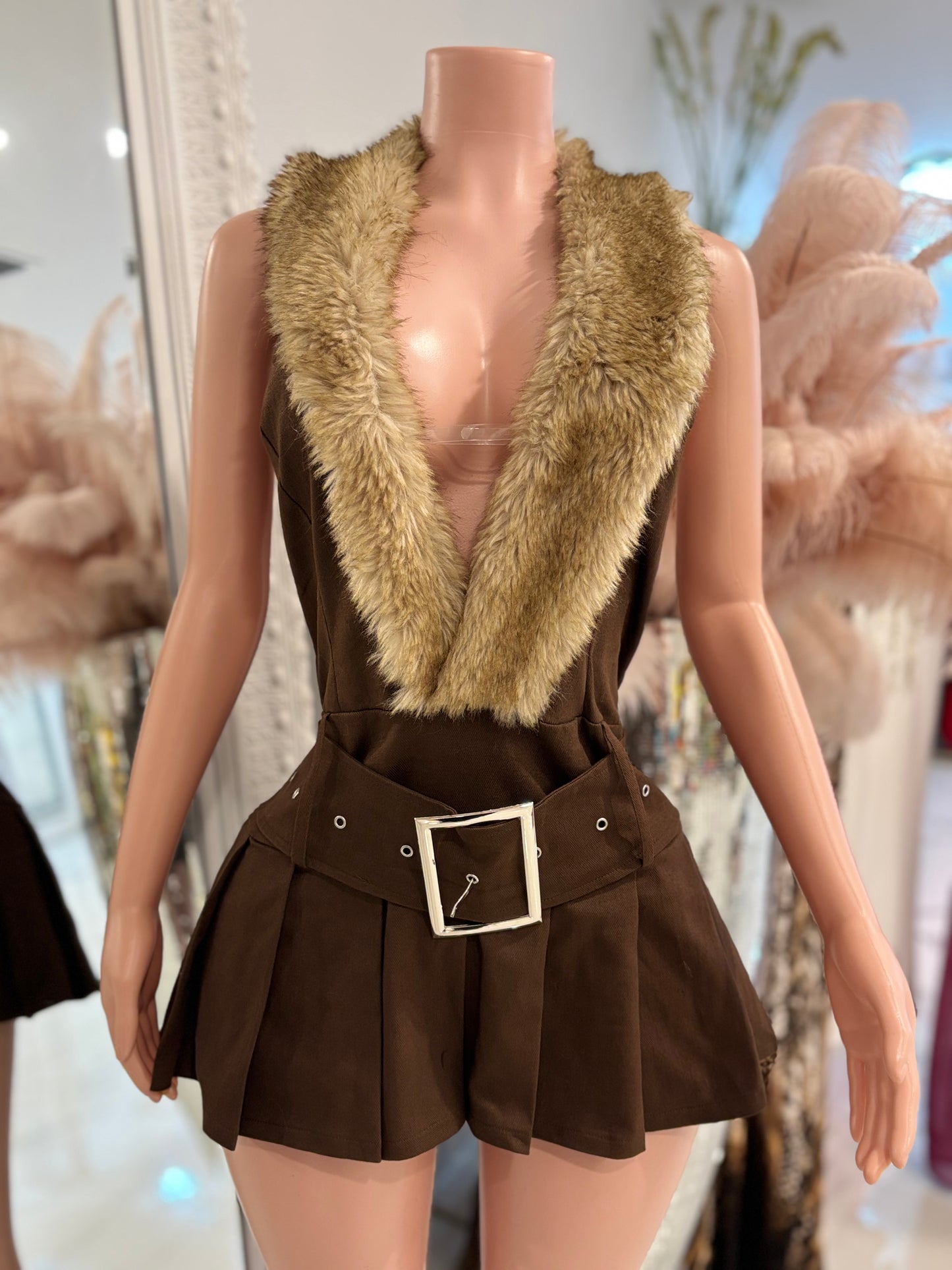 Don't Cross That Line Mini Dress Brown