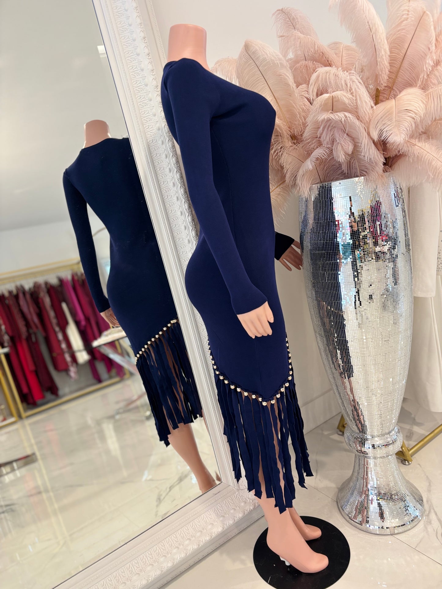 Wanna Get Groovy Midi Dress Blue