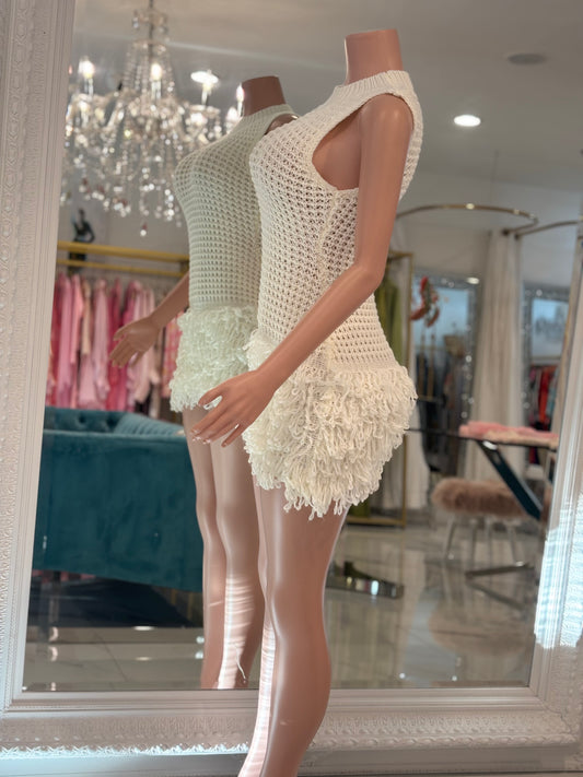 Our Little Secret Knit Mini Dress White