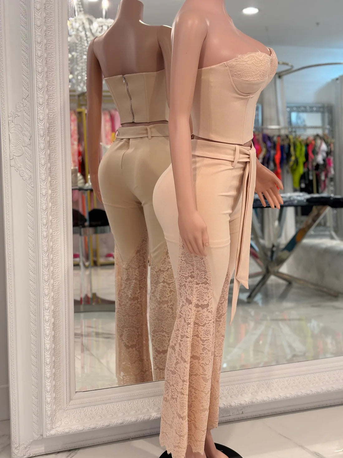 Lacy Floral Pant Set Pink