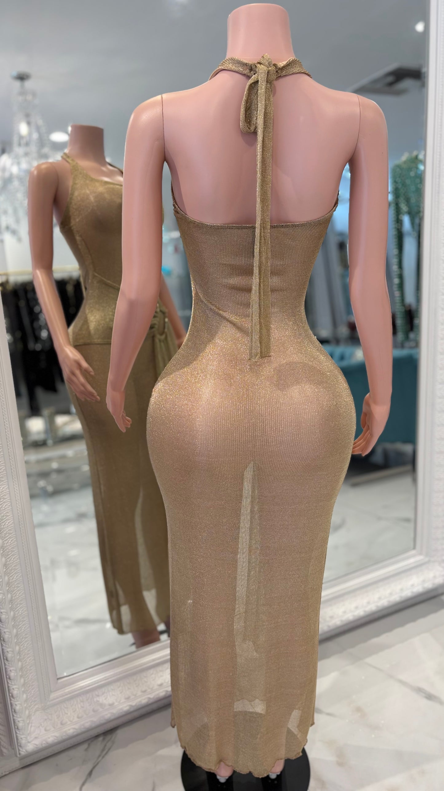 Muse Illusion Cover Up Maxi Dress Gold