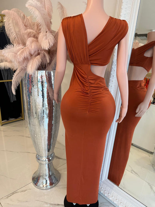 Vibrant Elegance Ruched Maxi Dress