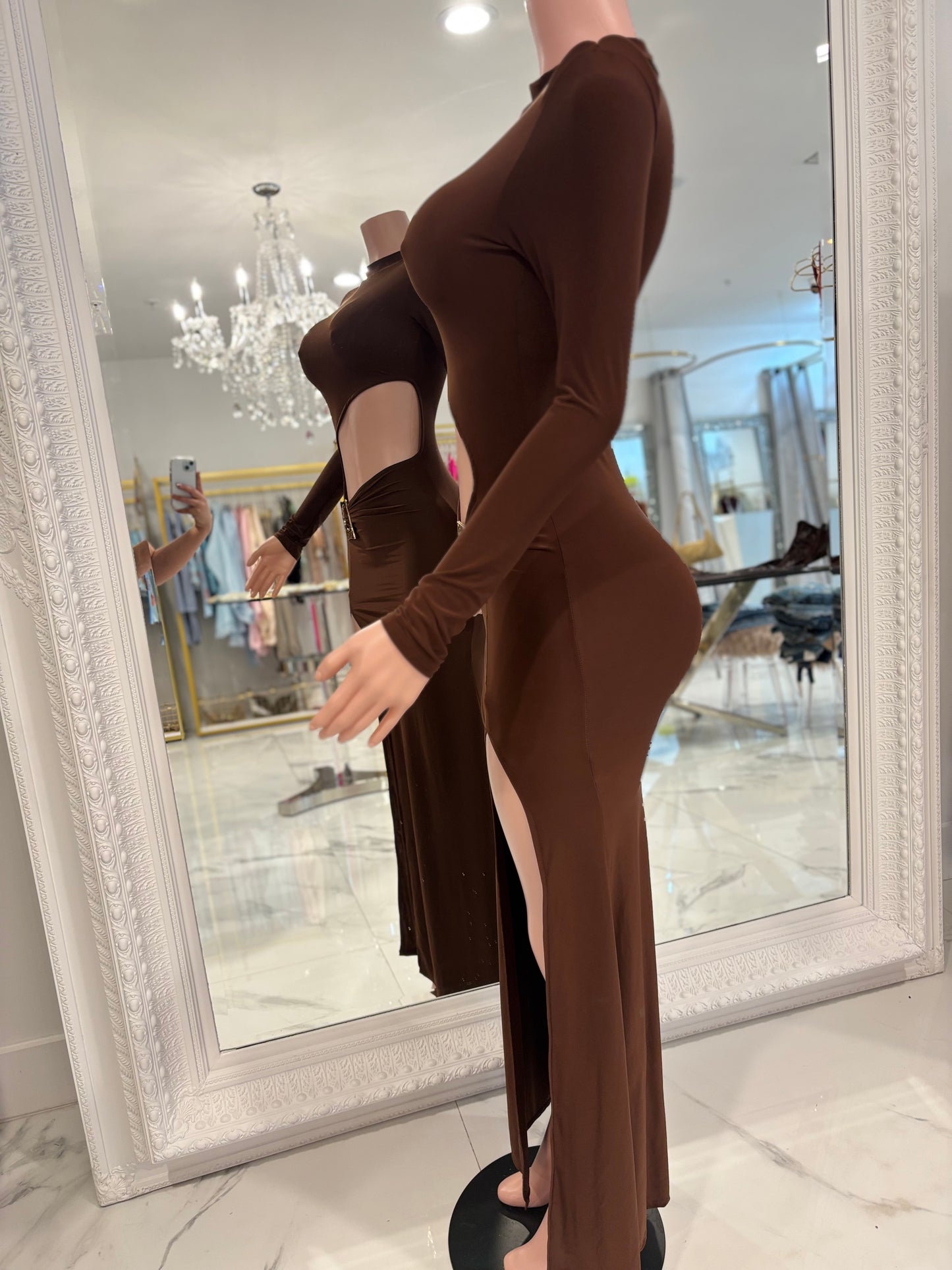 Ethereal Flow Code Maxi Dress Brown