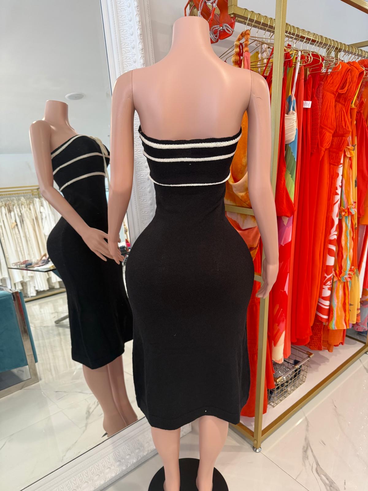 The Linear Luxe Stripes Knit Midi Dress