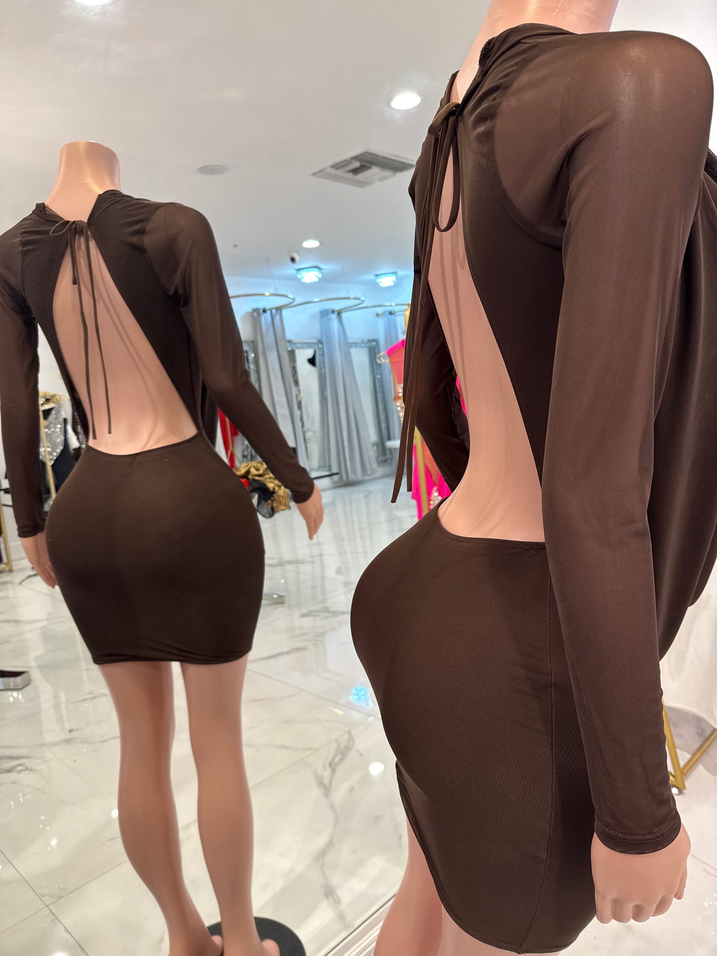 Only if You Let Me Mini Dress Brown
