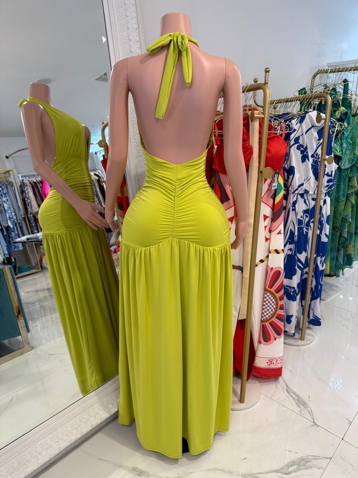 Nocturnal Flow Ruched Maxi Dress Green