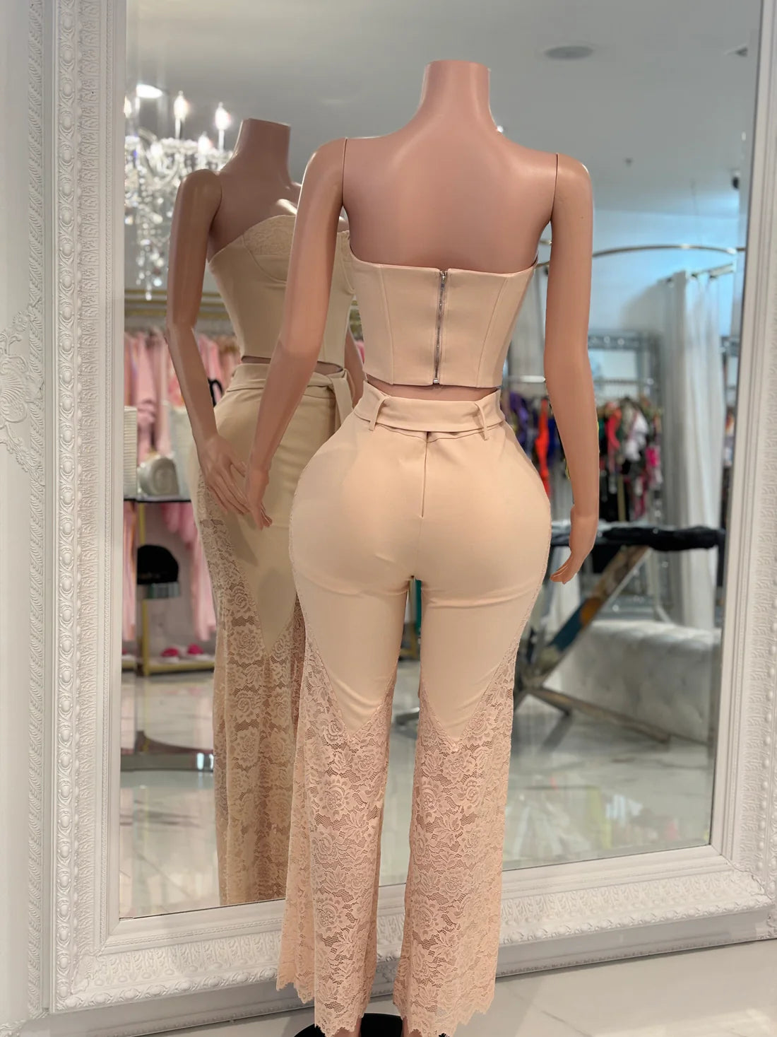 Lacy Floral Pant Set Pink