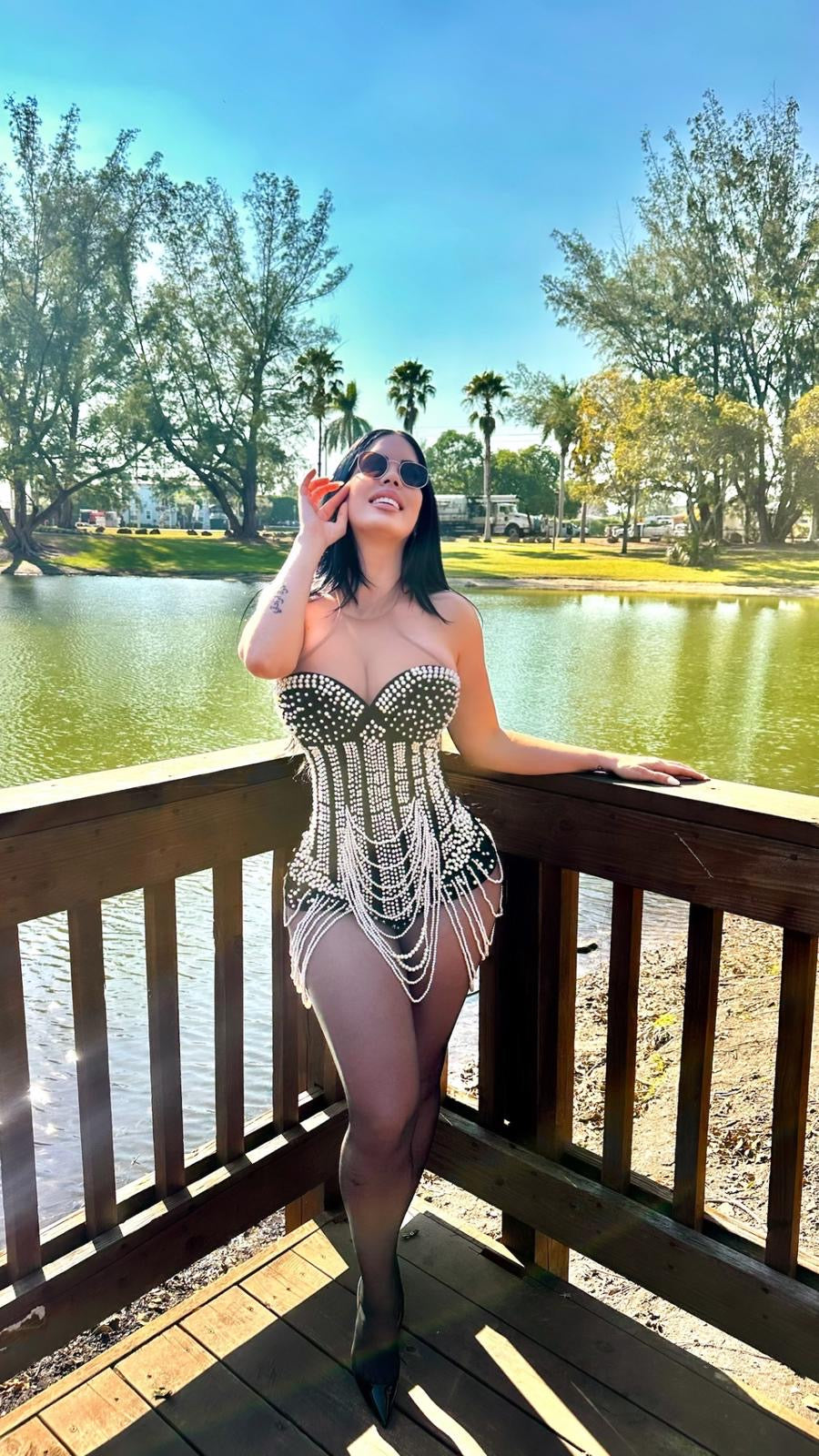 Pearls Romper Black
