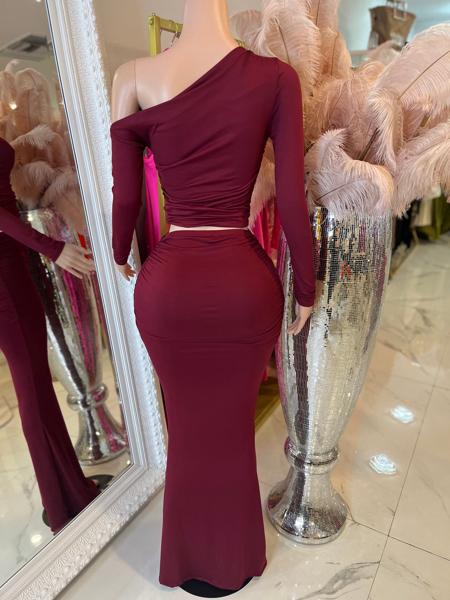 Crimson Aura Skirt Set Red